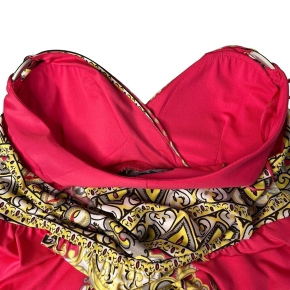 NWT INC Coral Pink Patterned Sleeveless Halter Dress With Rhinestones Size M - Picture 7 of 16